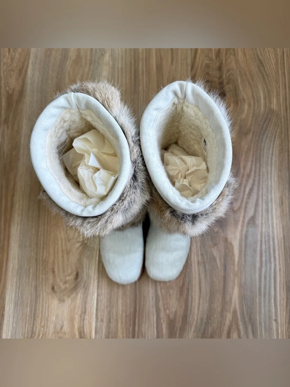 Oscar Sport Norma Rabbit Fur & Calfskin Wool-Lined Après Ski Boots Size 8